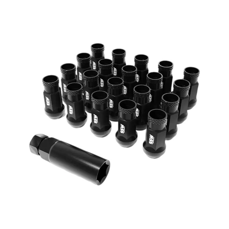 Durable 14x1.5 steel lug nuts in black finish, featuring conical seat and open-ended style for Toyota Tundra 2022+ models.