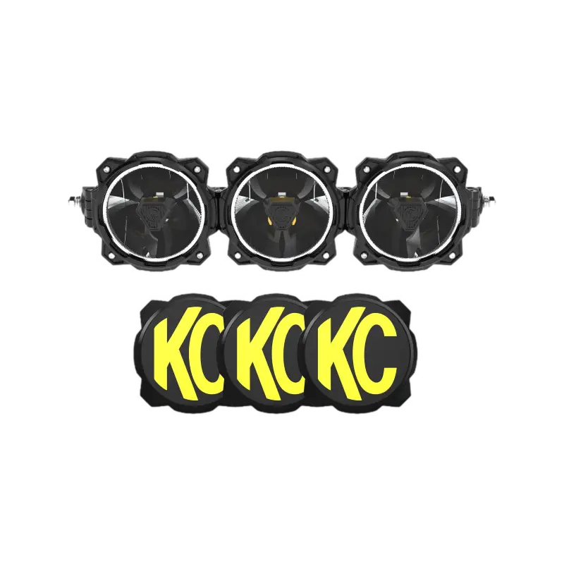 20-inch Gravity Titan LED Light Bar with three high-power LED lights and KC logo covers, designed for off-road lighting.