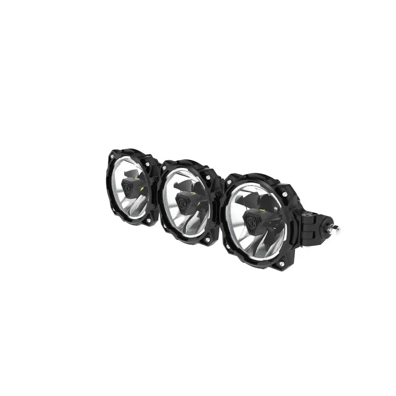 Angled front view of the 20-inch Gravity Titan LED Light Bar with three high-performance LED lights and durable housing.