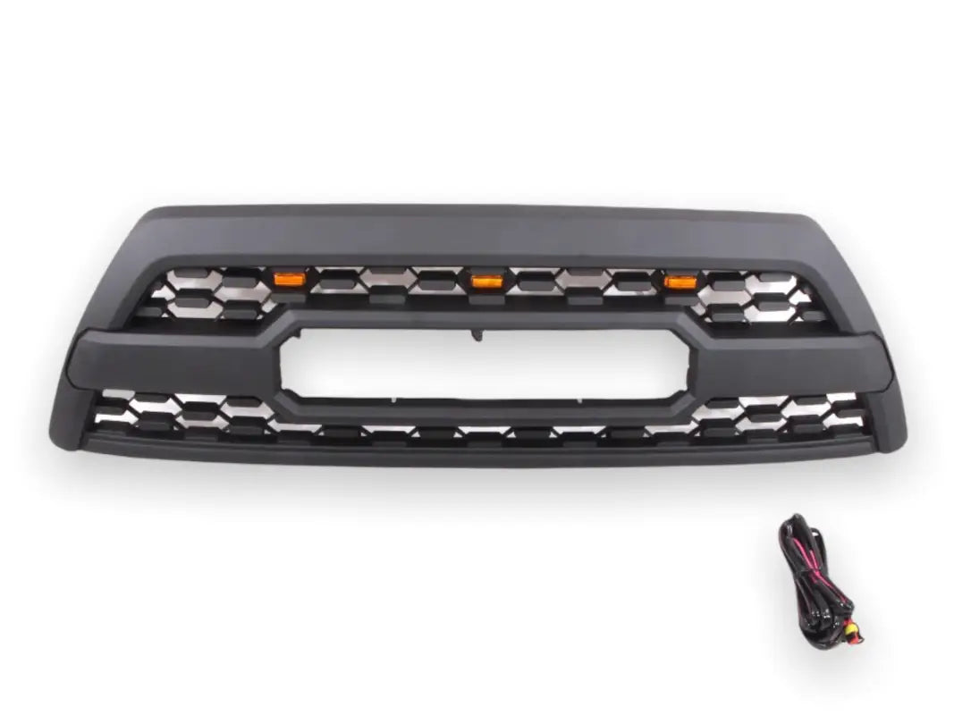 Black truck grille with amber lights in satin black finish for 2006-09 4Runner Pro