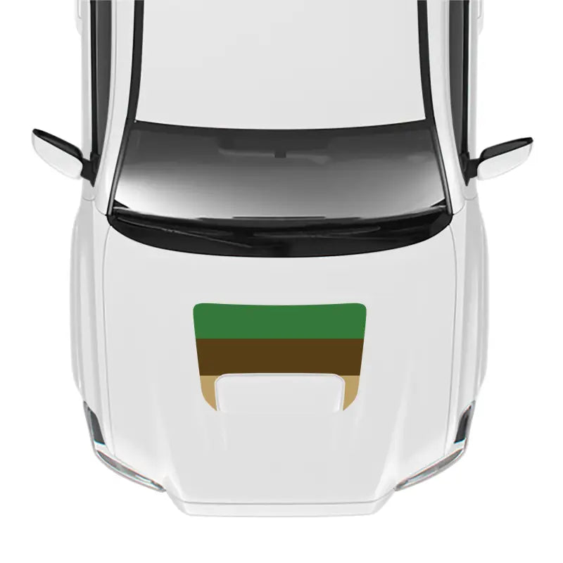 White car with Estonian flag hood decal showcasing 2016-23 Tacoma Pro Sport Hood Stamp