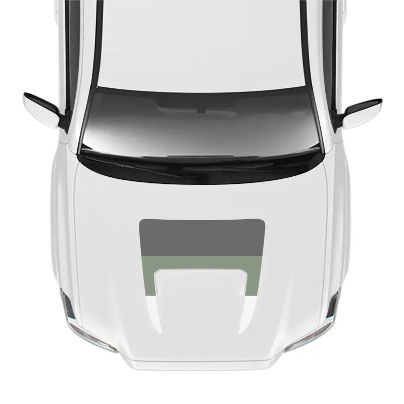 White car top view displaying 2016-23 Tacoma Sport/Pro Hood Stamp and Sport Hood Stamp