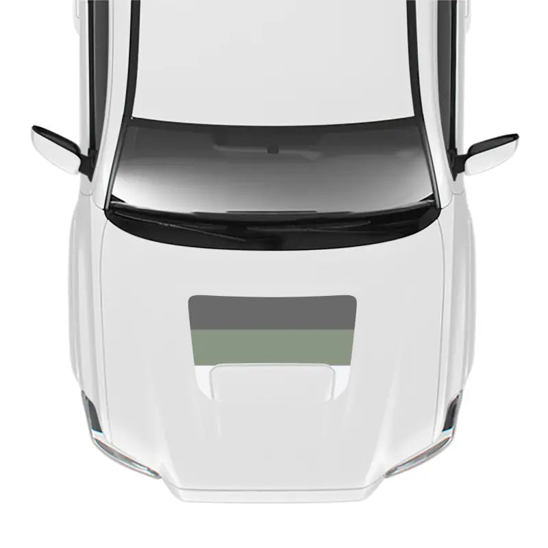 White car top view showcasing 2016-23 Tacoma Sport Pro Sport Hood Stamp for hood protection