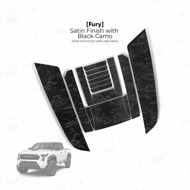 Black Camo Hood Decal for Tacoma Fury Hood with Hood Stamp and Hood Scoop 2024+