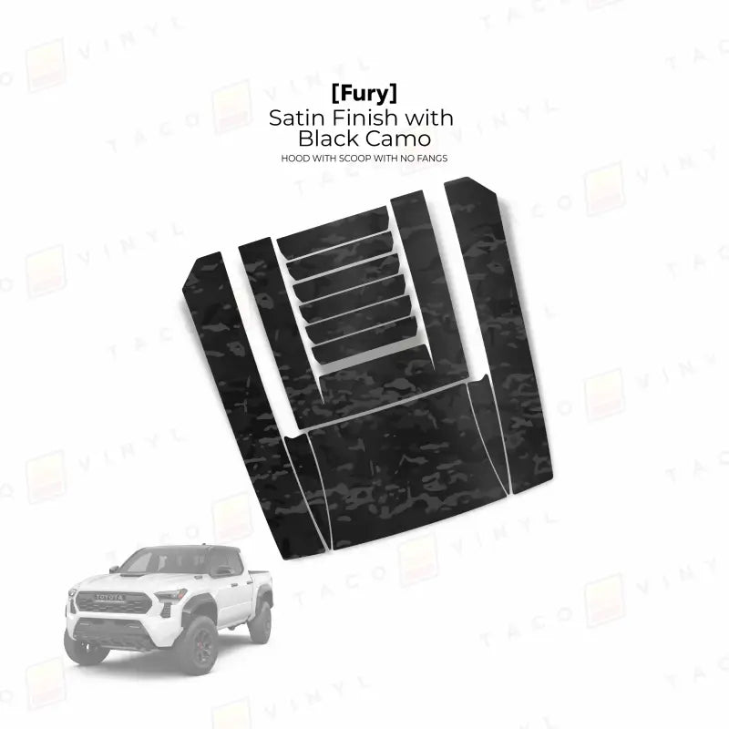 2024 + Tacoma Fury Hood Scoop Stamp (W/ No Fangs) - Satin Black Camo - Hood Stamp