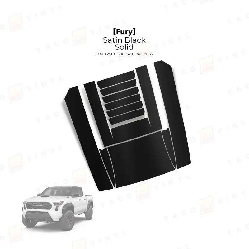 2024 + Tacoma Fury Hood Scoop Stamp (W/ No Fangs) - Satin Black Solid - Hood Stamp