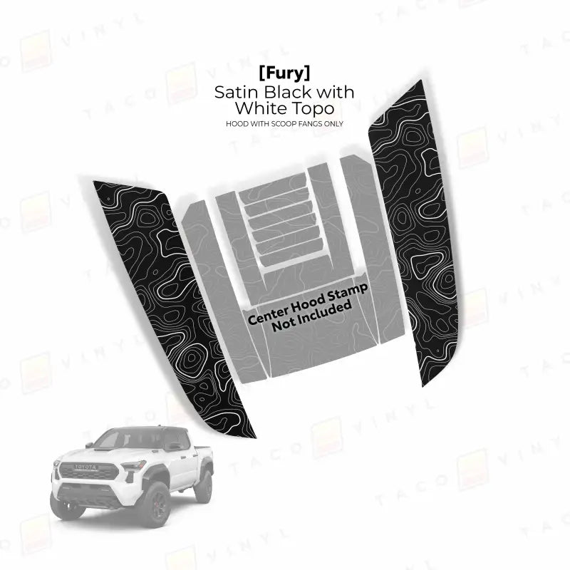 Truck hood decal kit featuring Fury Hood Stamp for 2024 Tacoma Fury Hood customization