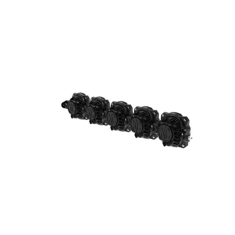 Angled rear view of the 32-inch Gravity Titan LED light bar, showcasing its robust cooling system and KC logo covers.