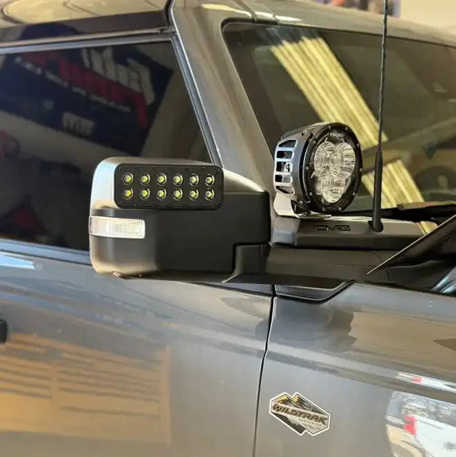 LED Off-Road Side Mirrors For 2021-2026 Ford Bronco - Peripheral Ditch Lights (2200+ Lumens)