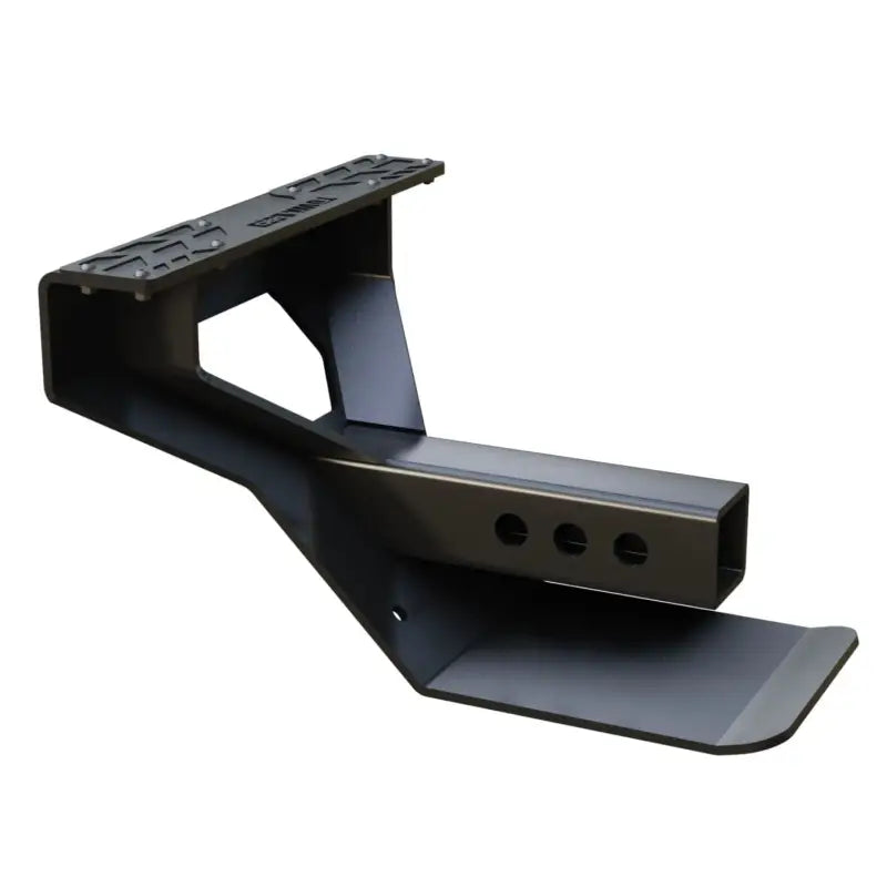 Detailed view of the 4CX Boar Hitch Step, highlighting its heavy-duty construction, anti-slip surface, and hitch-mounted design for off-road use.