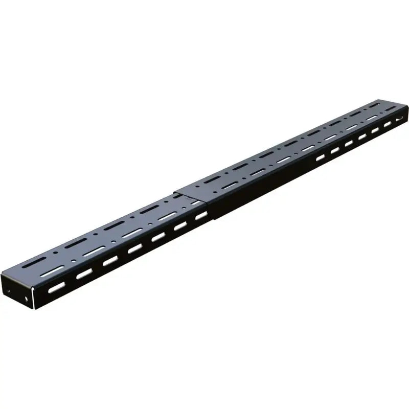 Angled side view of the 4CX Roof/Side Bar, highlighting its slotted design and adjustable length for versatile rack applications.