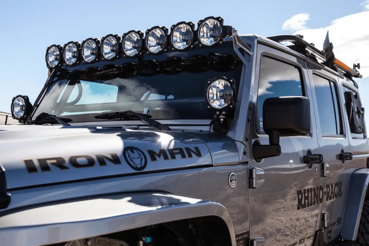 Pro6 Gravity® LED Light Bar with 8-light system mounted on a Jeep, featuring 160W combo beam for off-road lighting.