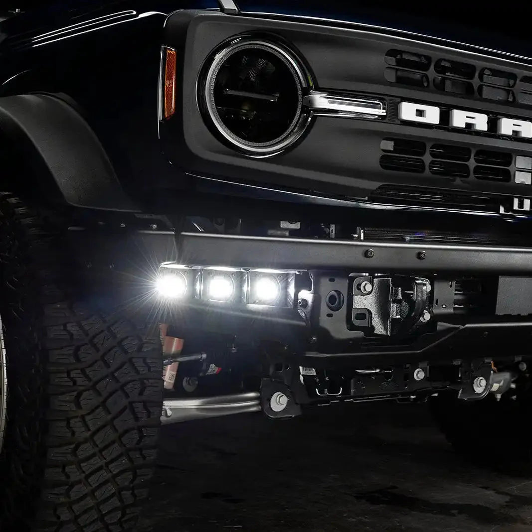 Triple LED Fog Light Kit For 2021-2026 Ford Bronco | Steel Modular Bumper | 90W