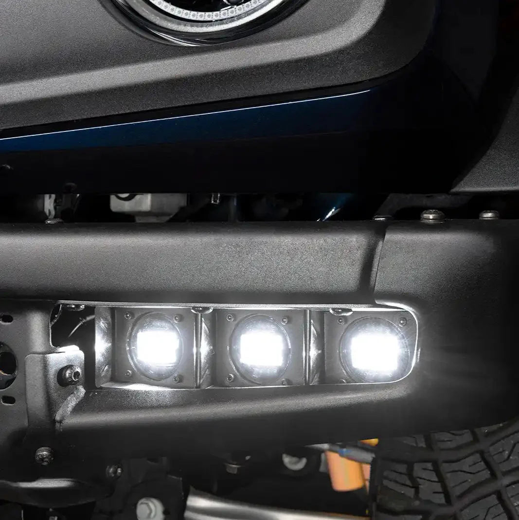 Triple LED Fog Light Kit For 2021-2026 Ford Bronco | Steel Modular Bumper | 90W
