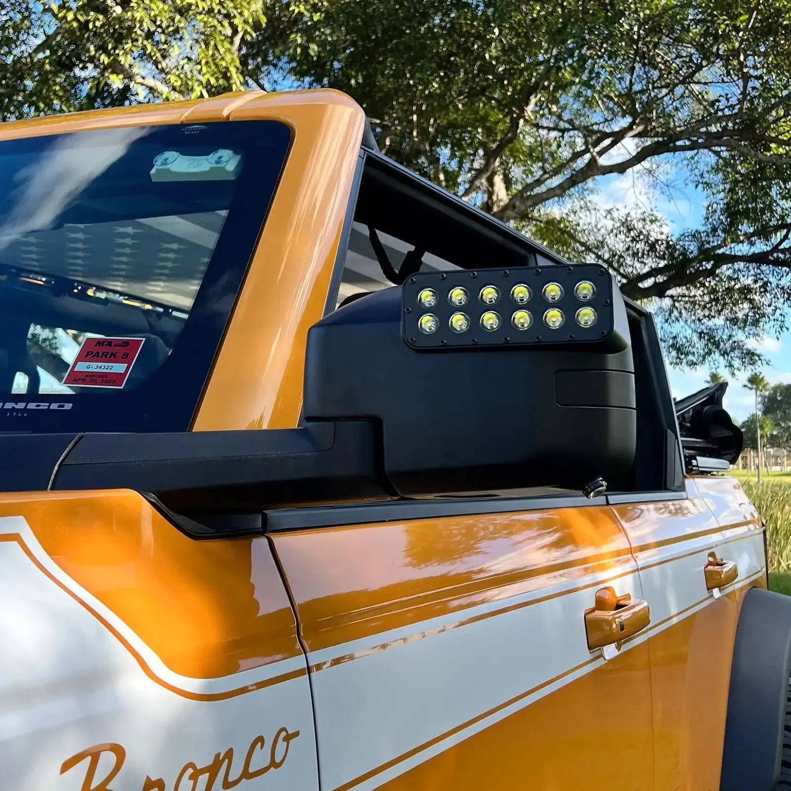 LED Off-Road Side Mirrors For 2021-2026 Ford Bronco - Peripheral Ditch Lights (2200+ Lumens)