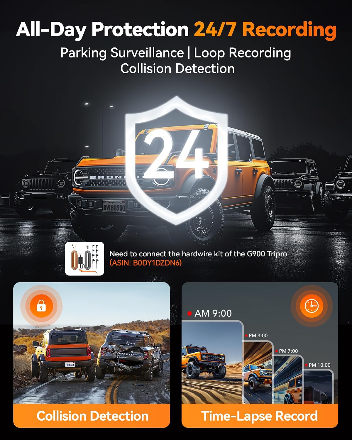Wolfbox G900 Tri Pro Bumper Dash Cam