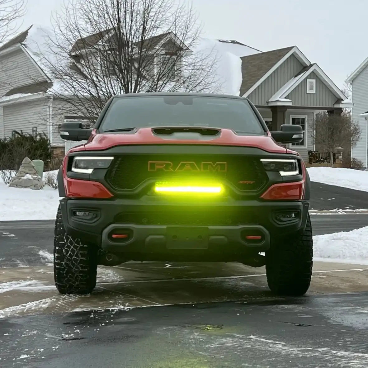 Front Bumper Flush LED Light Bar For 2019-2025 RAM Rebel/TRX/RHO | 100W 12,000 Lumens