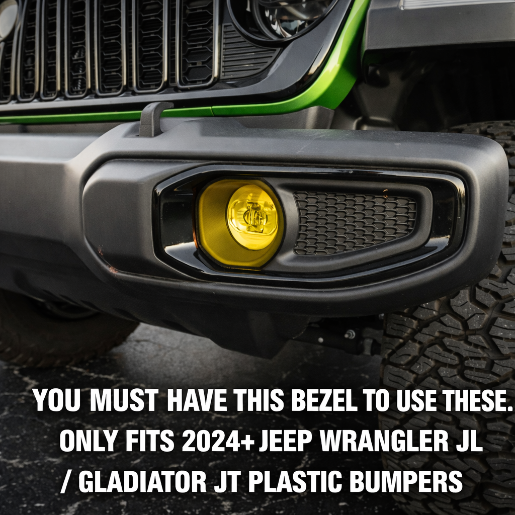 Acrylic Fog Light Lenses (Yellow / Amber) For 2024+ Wrangler JL / Gladiator JT (Plastic Bumper)
