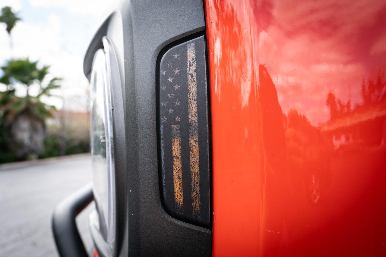 Distressed American Flag Sidemarker Overlays For 2021+ Bronco (ALL)