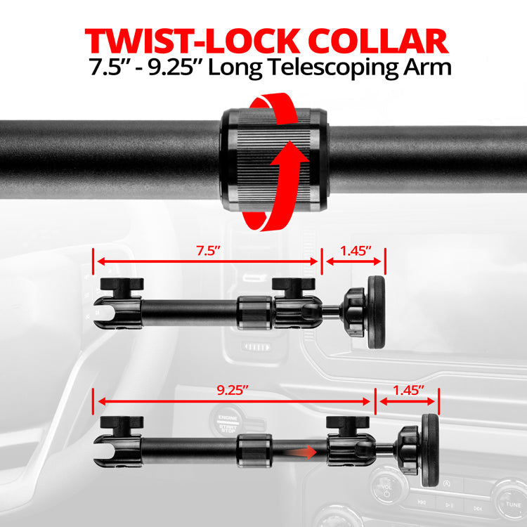 Magnetic Phone Holder | 7.5"-9.25" Telescoping Arm | 20mm TRAXX™ - Fast Track Ball
