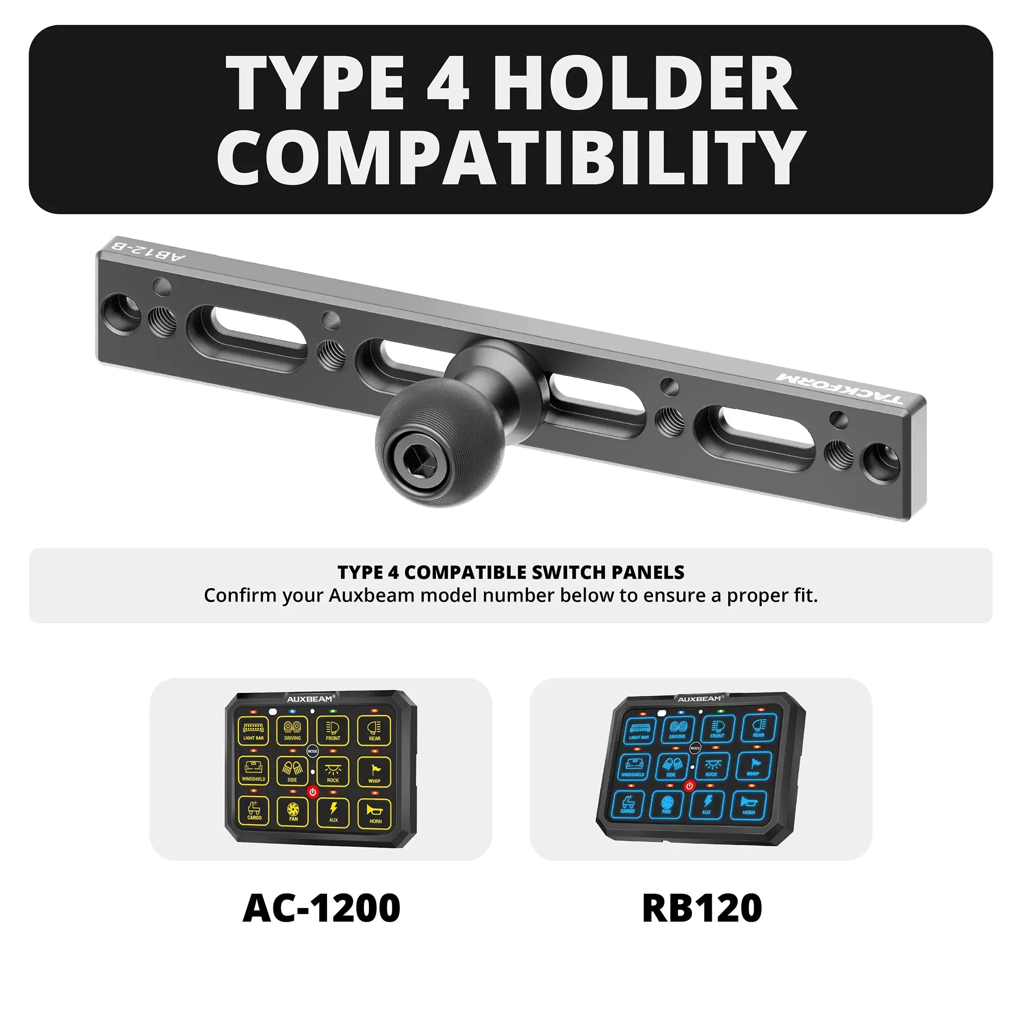 Auxbeam Holder | TRAXX™ - Slim Track Base | Choose Arm Length & Panel Type