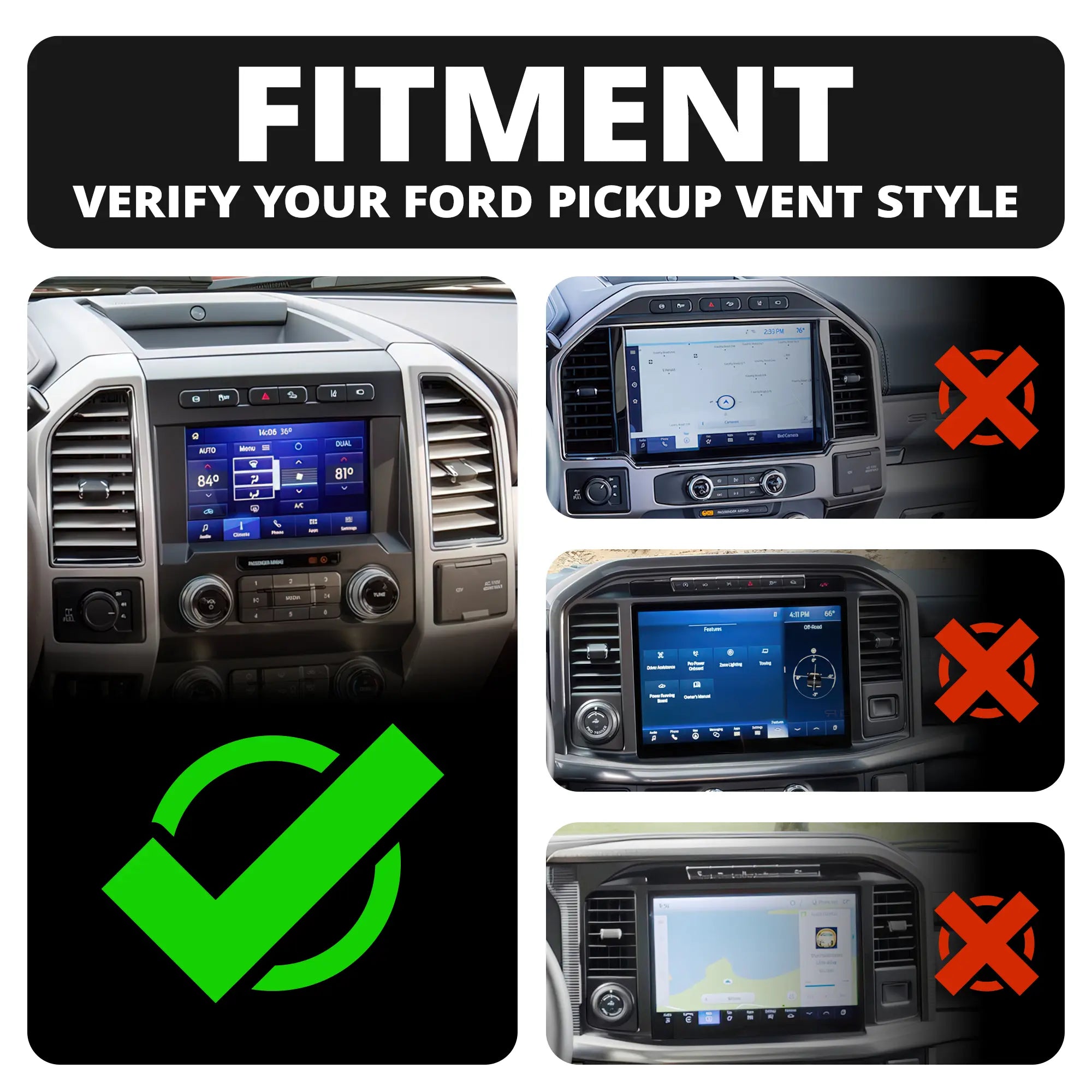 ‘15-‘20 Ford F-150, ‘17-‘22 Super Duty, ‘18-‘21 Expedition LINK™ Vent Mount Bracket With MagSafe Phone Holder | 2" Arm | (See Compatibility Info For Year/Trim Details)