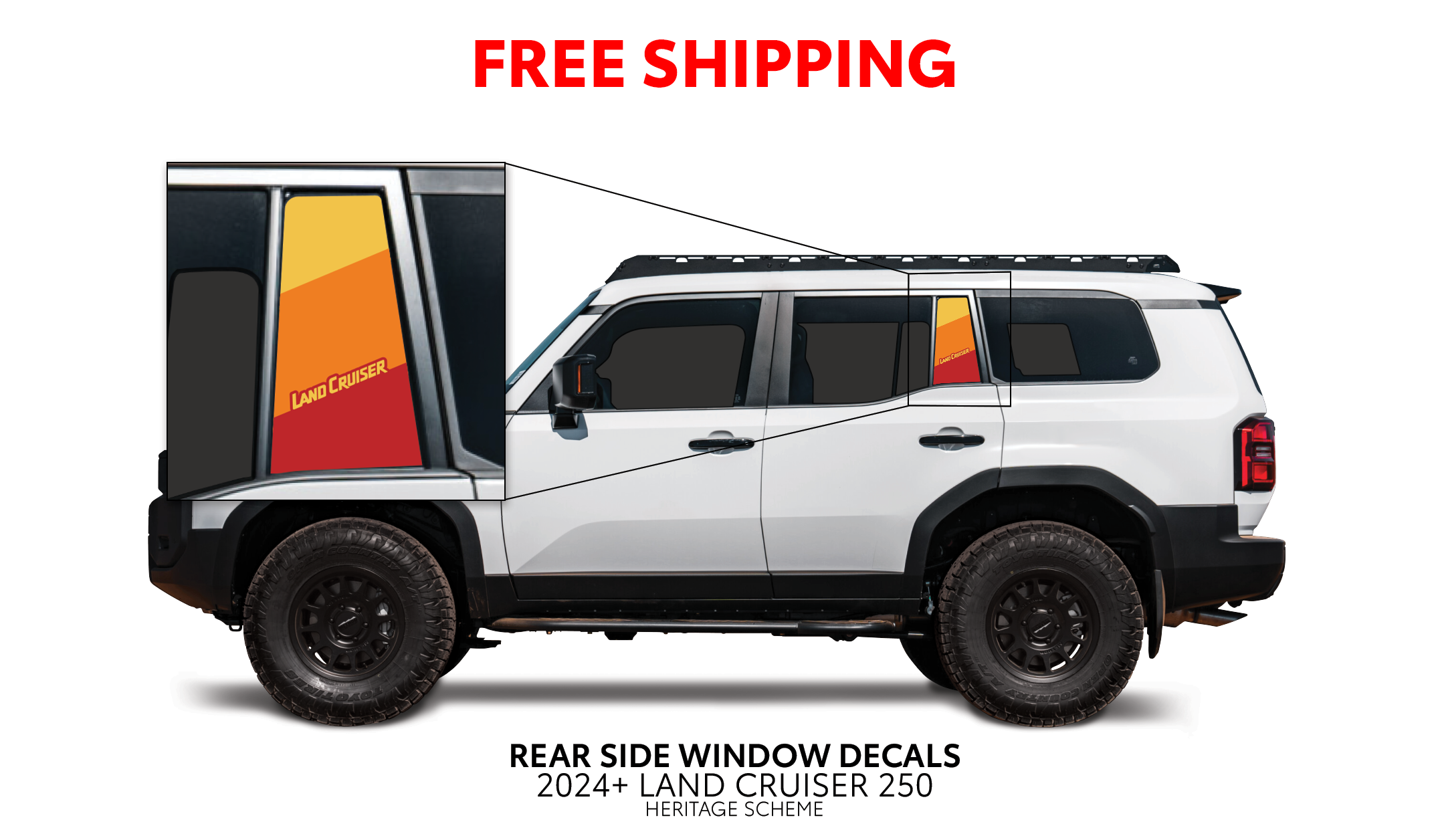 2024+ Rear Side Window Decal For Land Cruiser 250