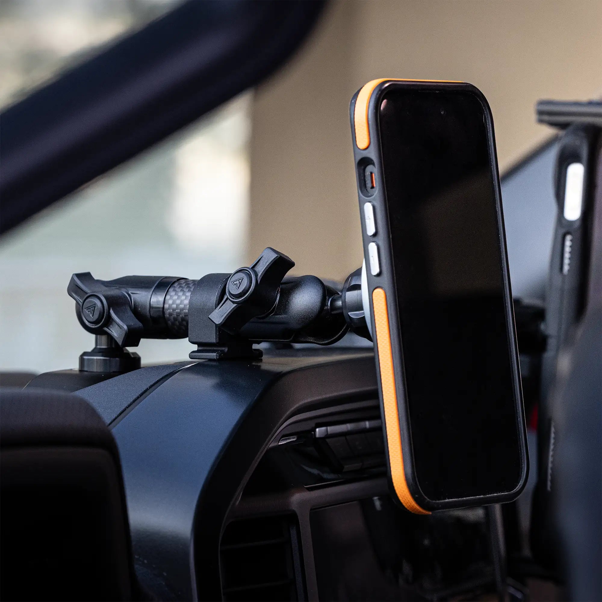 2021-2026 Ford F-150 (See Compatibility Info For Specific Year/Trim Fitment Details) Tackform Slim Track Dash Bracket With 20LITE Phone Holder & Tablet Mount