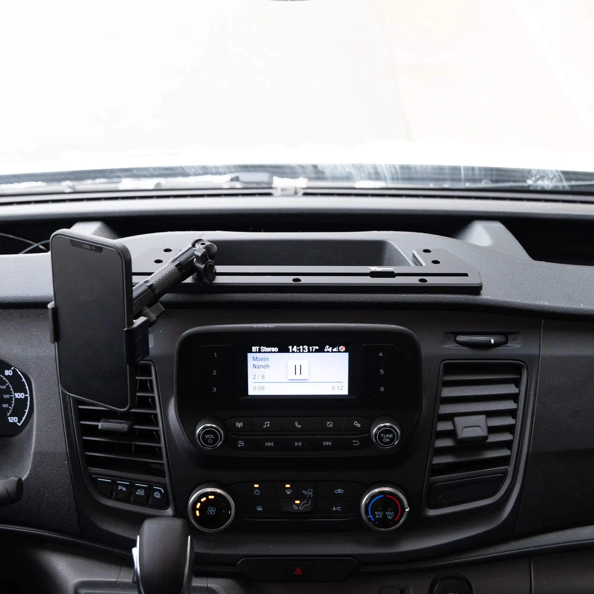 2020-2026 Ford Transit (Not Compatible With Transit Connect) Tackform Slim Track Dash Bracket With 20LITE Phone Mount