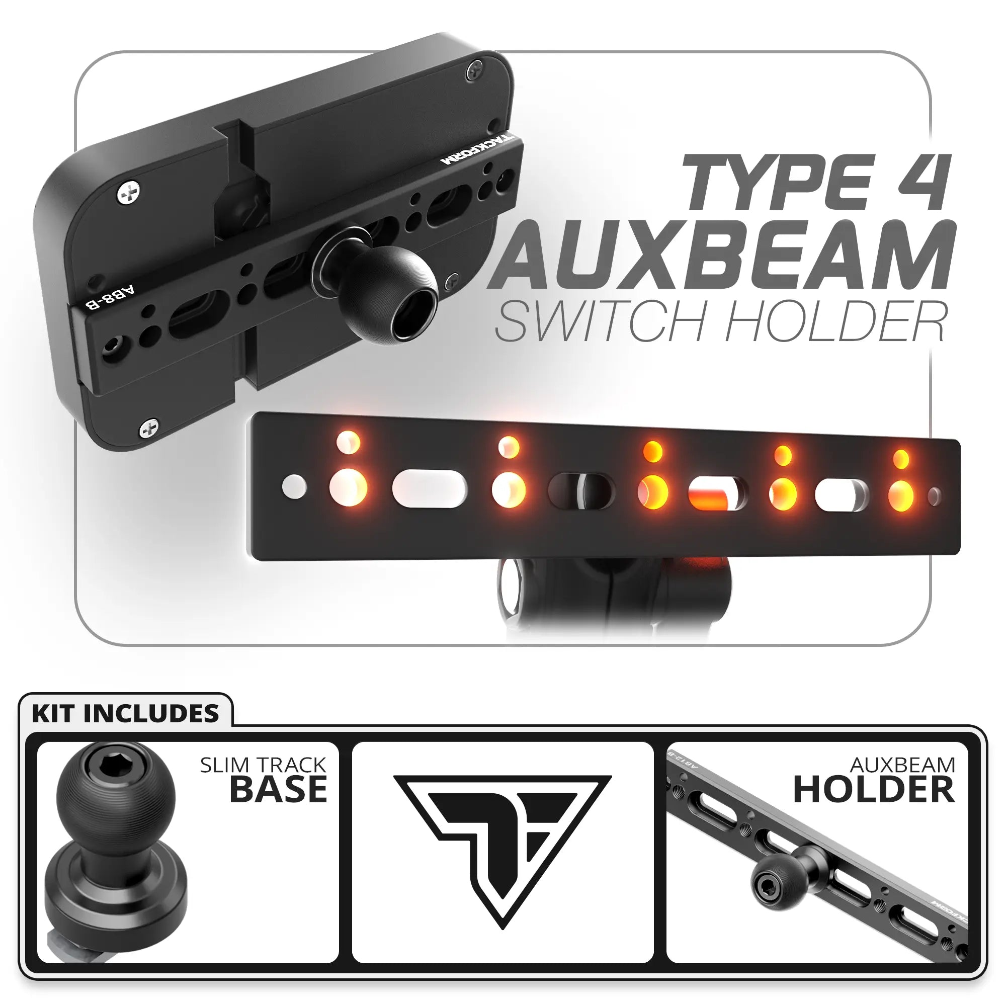Auxbeam Holder | TRAXX™ - Slim Track Base | Choose Arm Length & Panel Type