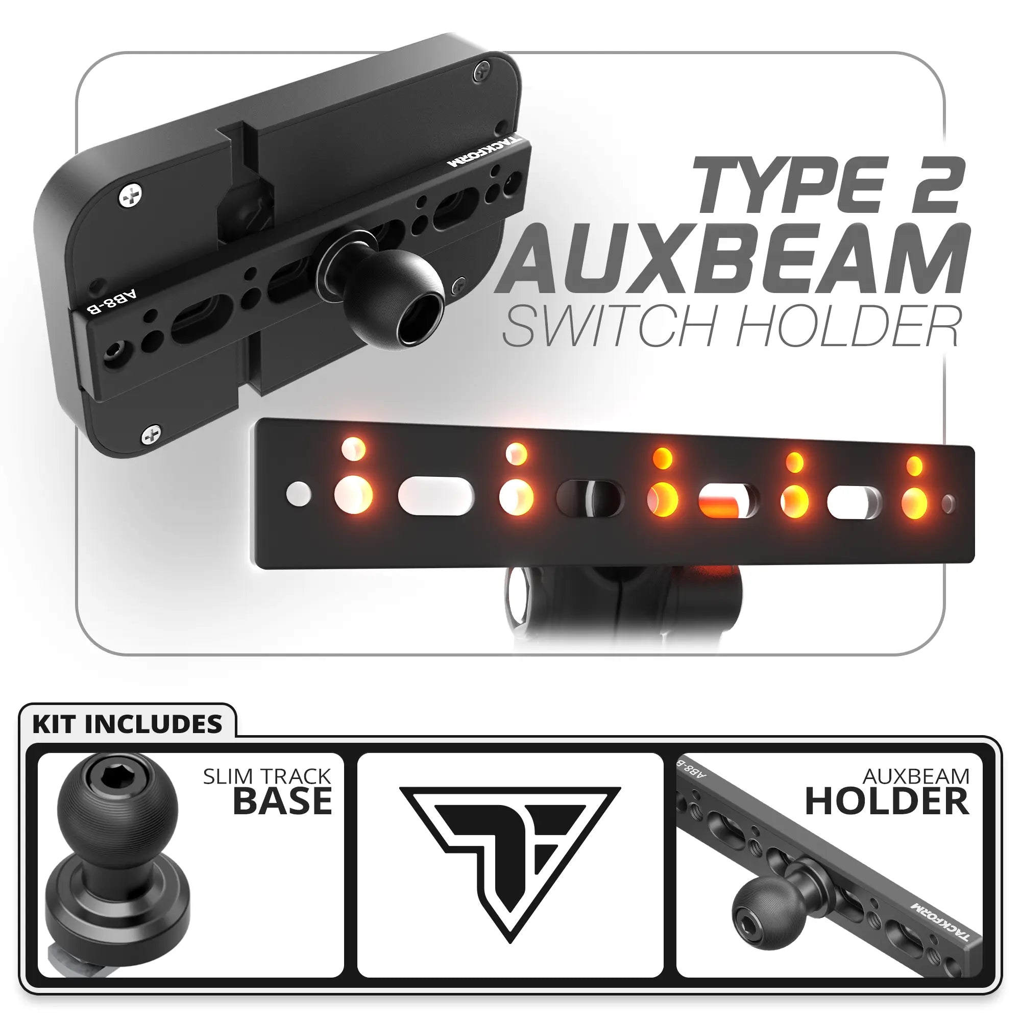 Auxbeam Holder | TRAXX™ - Slim Track Base | Choose Arm Length & Panel Type