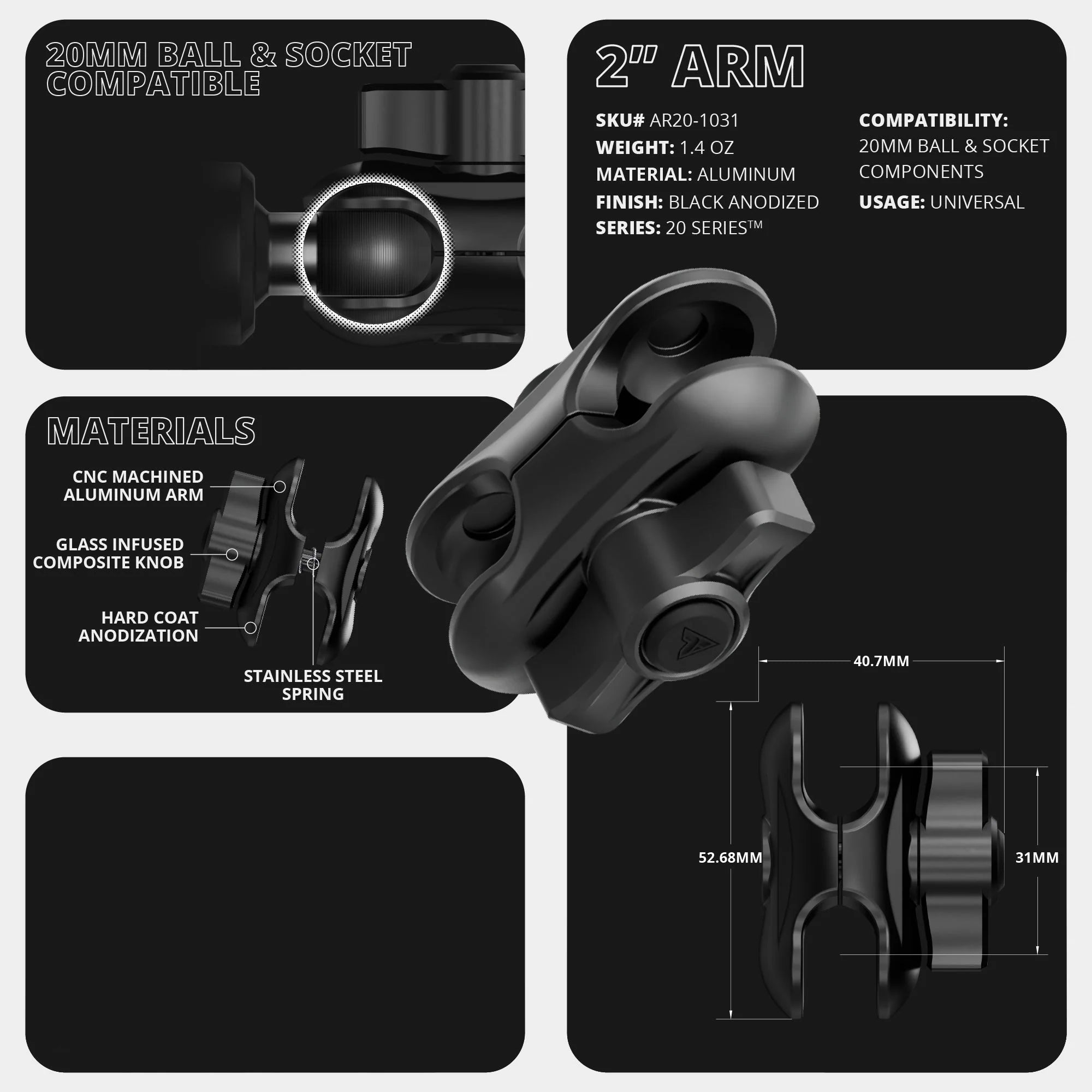 Dash Mount For 2016-2023 Toyota Tacoma Tackform Assault Track Picatinny Dash Bracket With MagSafe Phone Mount