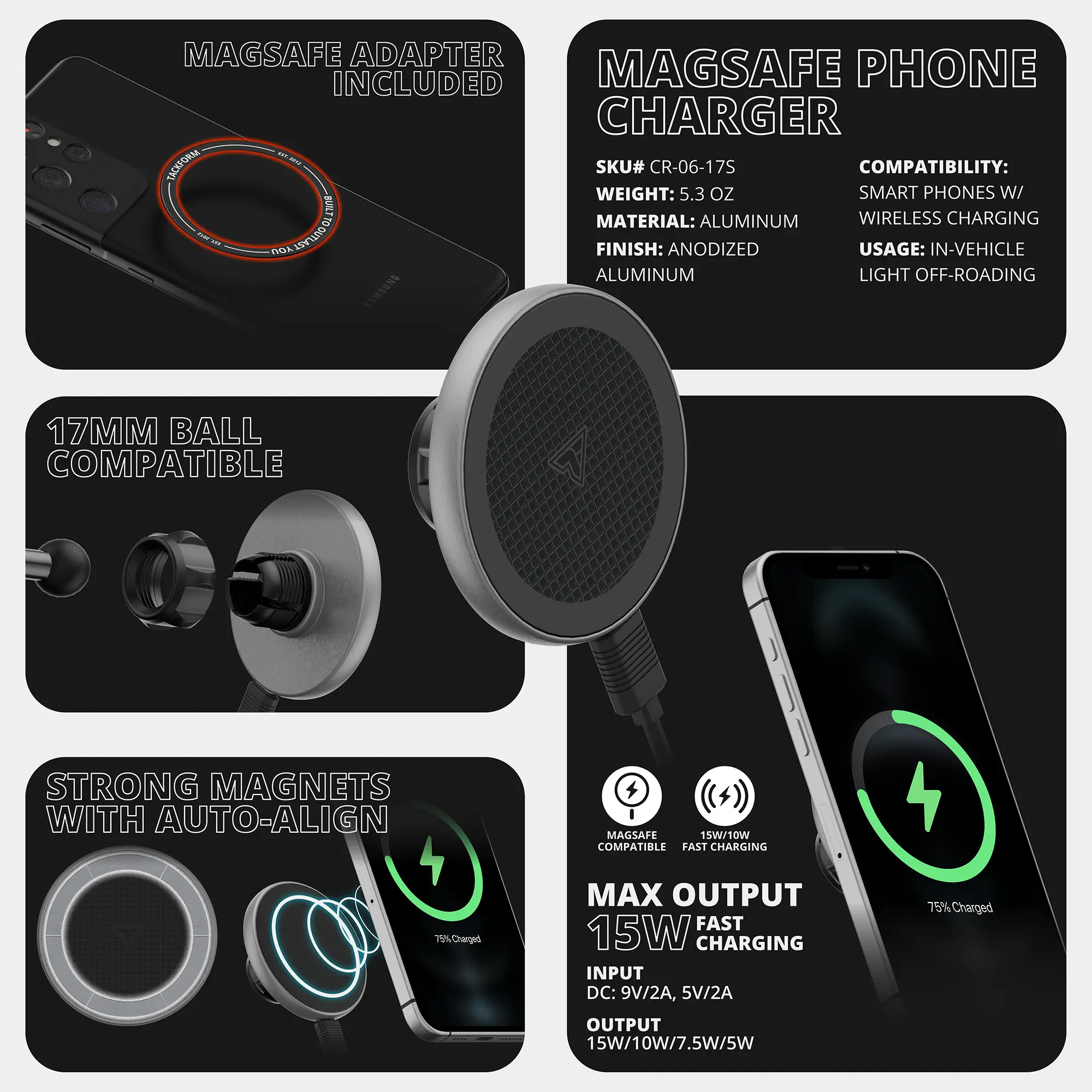 ‘15-‘20 Ford F-150, ‘17-‘22 Super Duty, ‘18-‘21 Expedition LINK™ Vent Mount Bracket With MagSafe Charging Phone Holder | Choose Your Arm Length | (See Compatibility Info For Year/Trim Details)