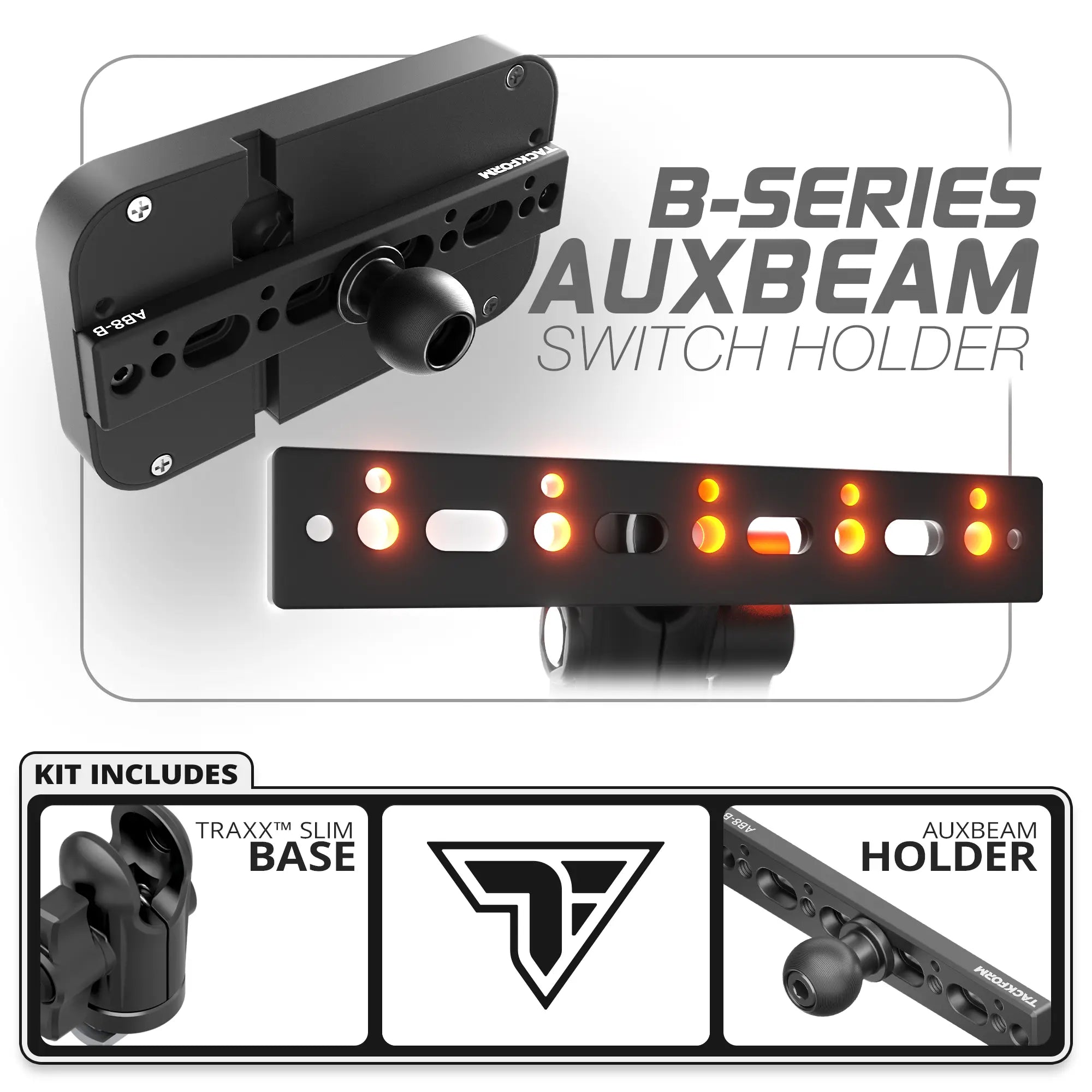 Auxbeam Holder | TRAXX™ - Slim Track Base | Choose Arm Length & Panel Type