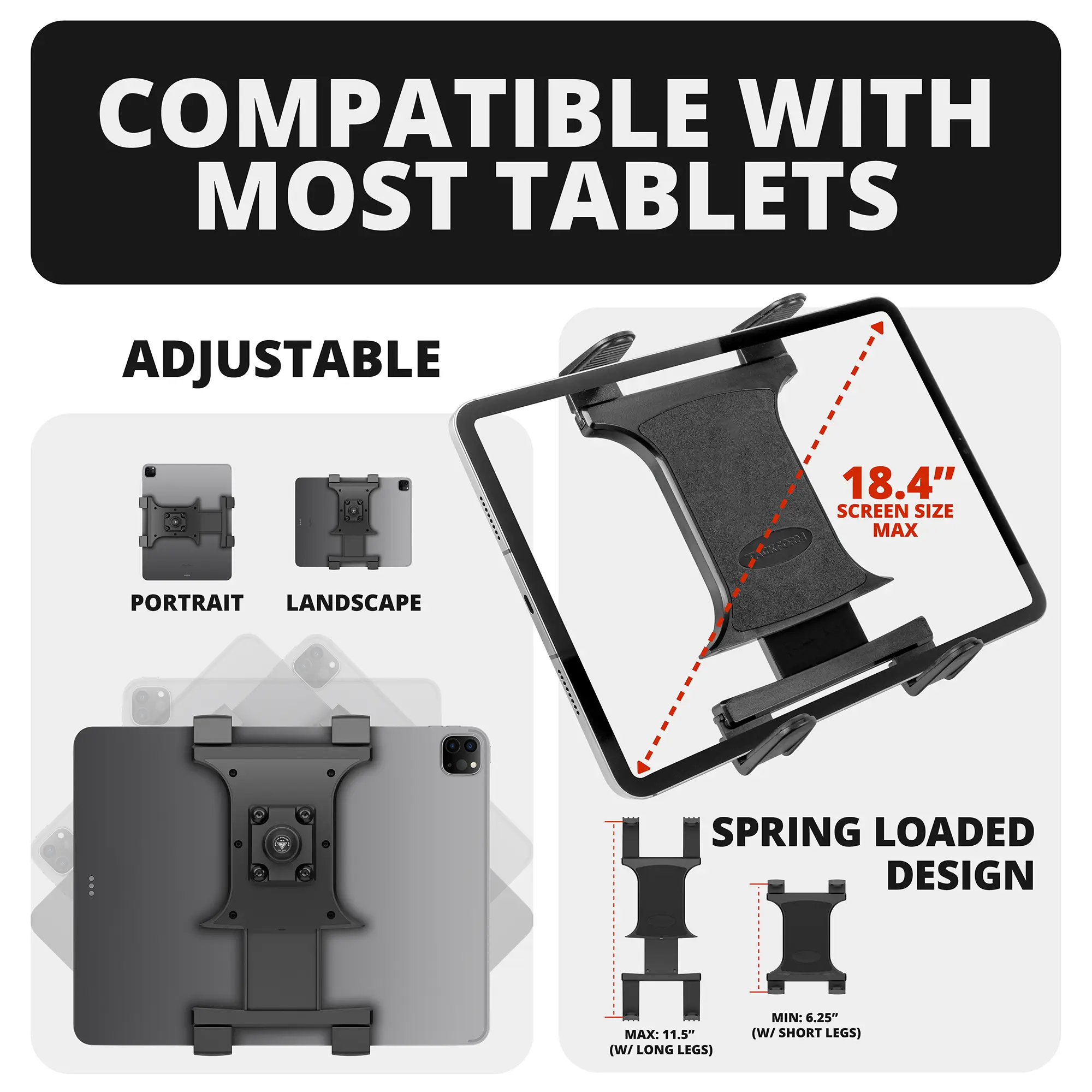 2021-2026 Ford F-150 (See Compatibility Info For Specific Year/Trim Fitment Details) Tackform Assault Track Picatinny Dash Bracket With 20LITE Phone & Tablet Mounts