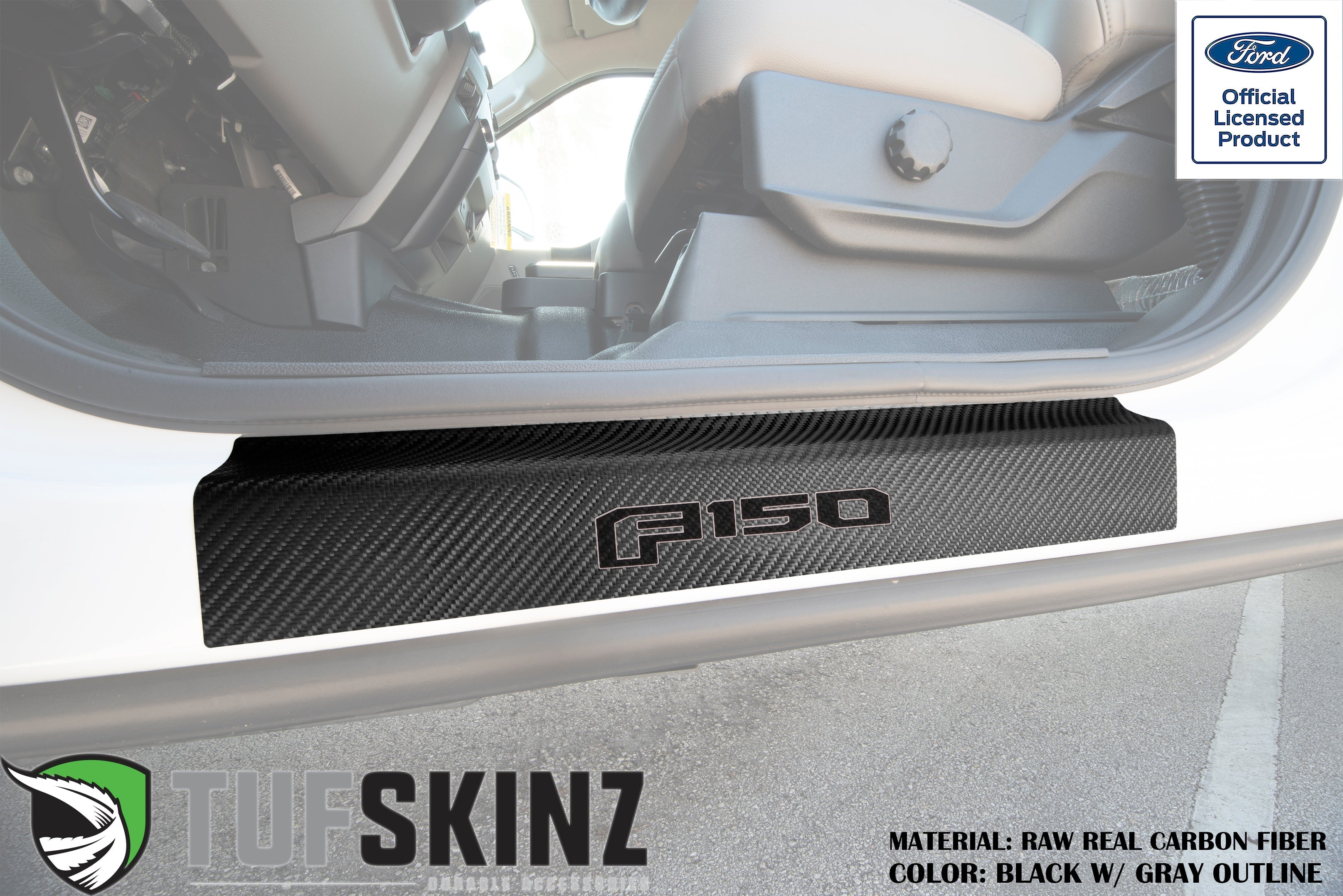 Door Sill Protection Overlays (Real Carbon Fiber) Fits 2015-2020 Ford F-150