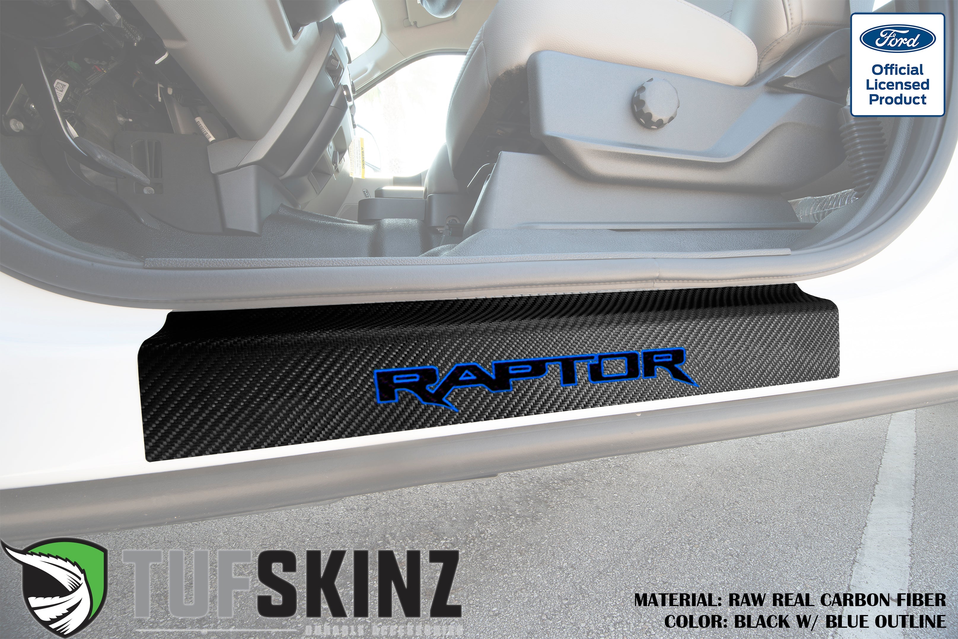 Door Sill Protection Overlays (Real Carbon Fiber) Fits 2015-2020 Ford F-150