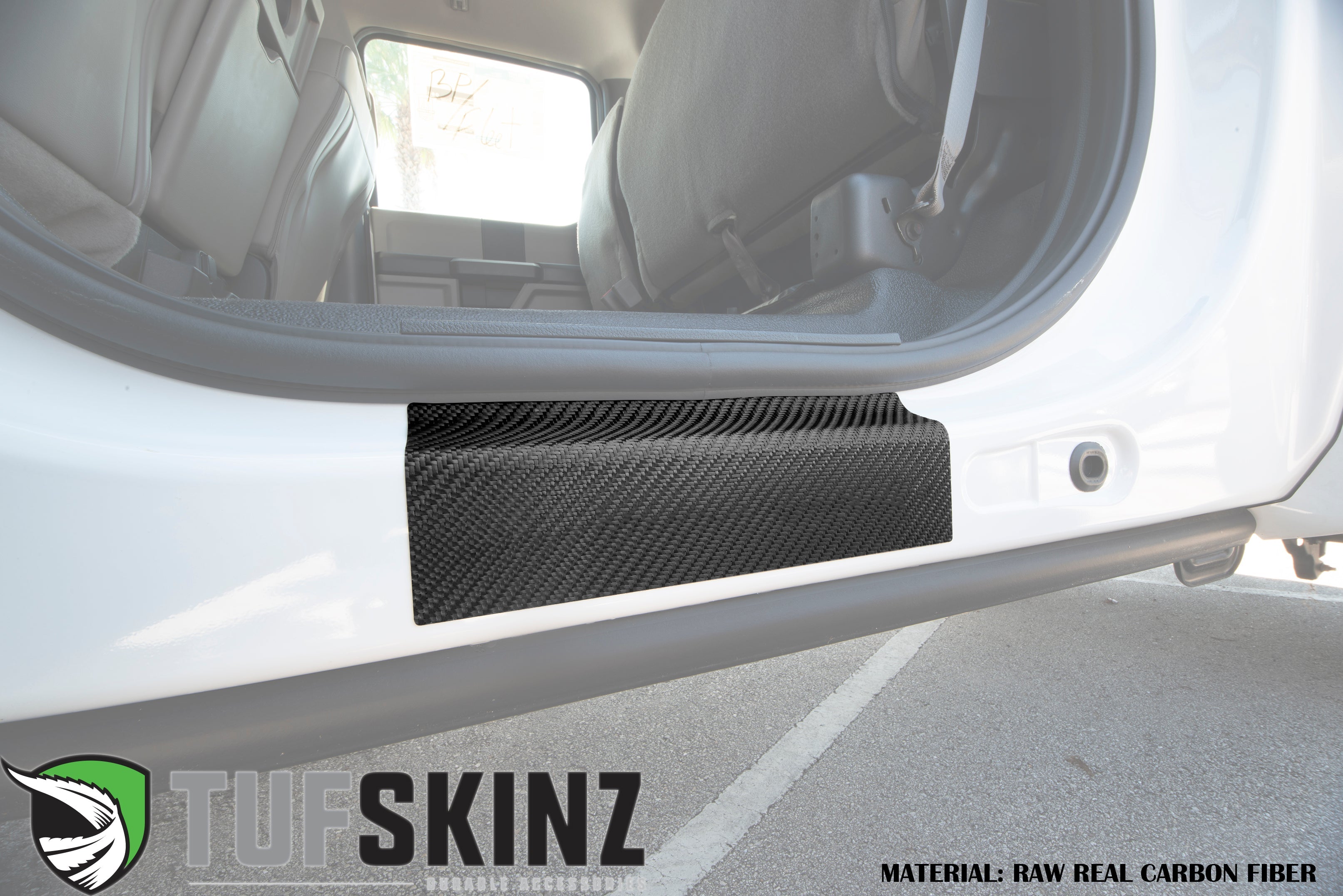Door Sill Protection Overlays (Real Carbon Fiber) Fits 2017-2020 Ford Super Duty