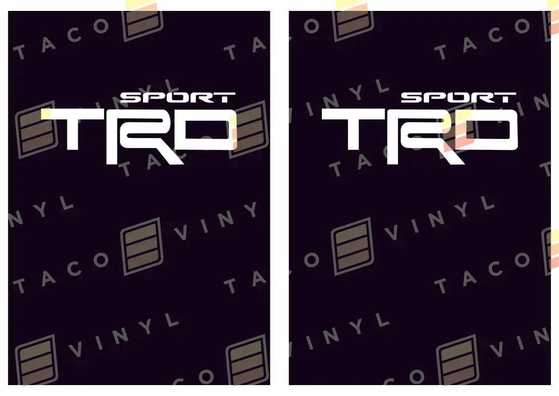 Two TRD Sport decals displayed on Alpha Bed Decals for enhanced truck customization