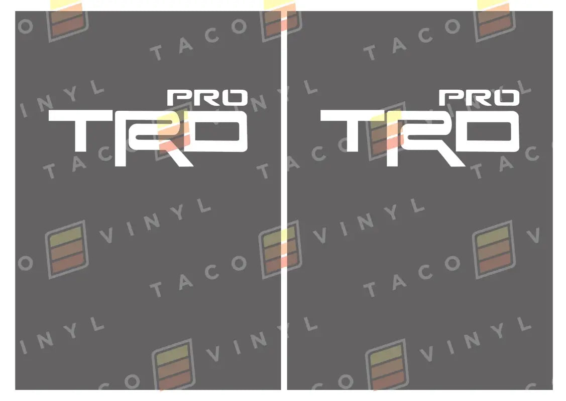 White TRD PRO decals displayed on Alpha Bed Decals for custom truck bed decals