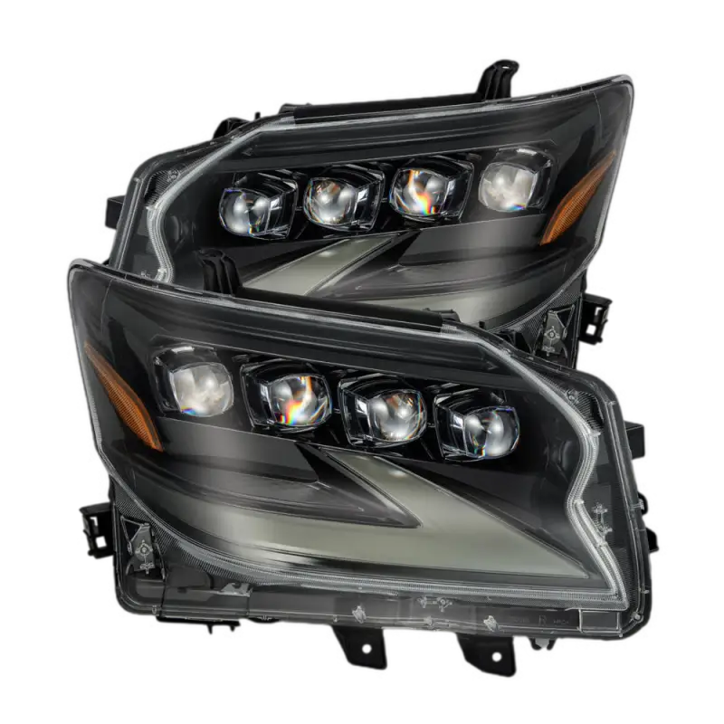 AlphaRex NOVA-Series LED projector headlights for Lexus GX460 (2014-2019) featuring sleek black housing and advanced lighting technology.