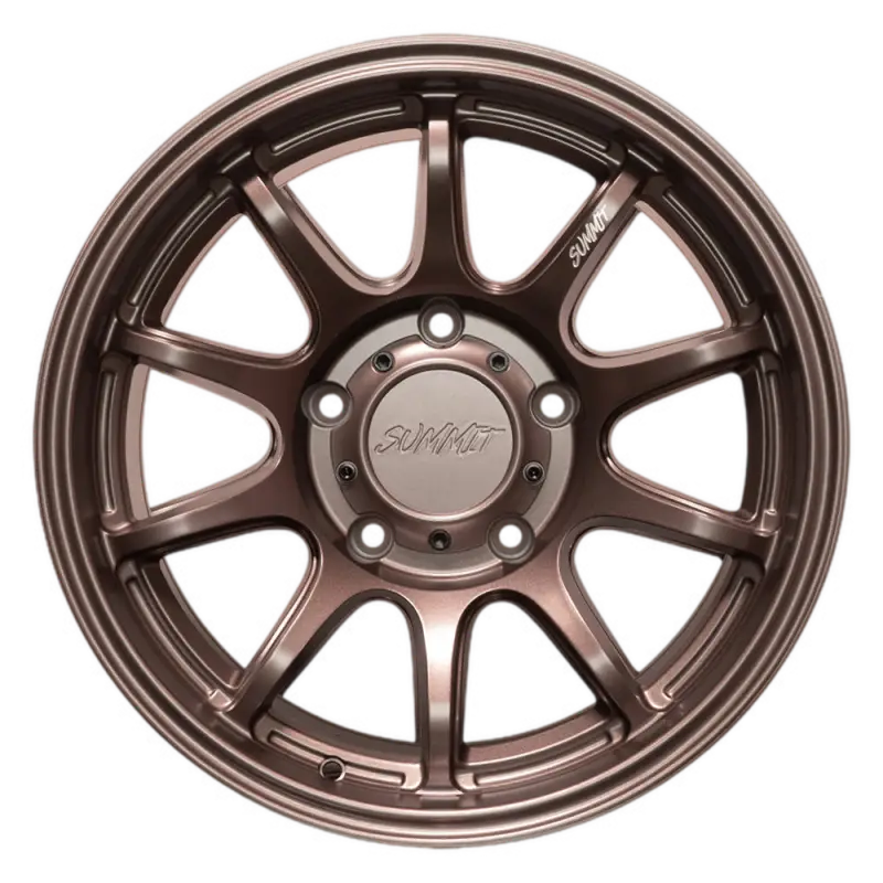 APEX matte bronze wheel, 17x9 size with 5 lug design, featuring a robust load capacity of 2500lb and a sleek multi-spoke pattern.