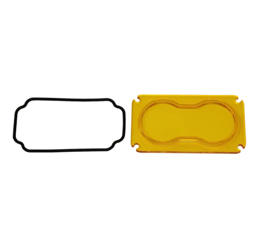 Yellow rectangular container with two circular depressions for Baja Designs S2 Lens Kit