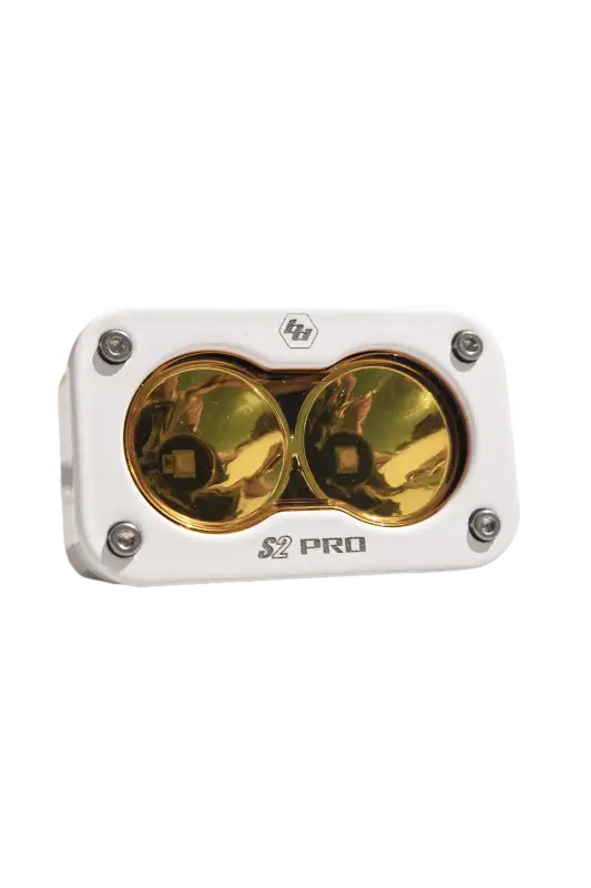 White dual-lens off-road LED light from Baja Designs S2 Pro with satisfaction guarantee