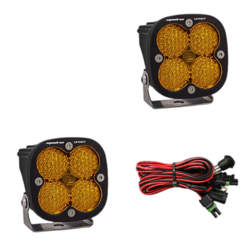 Amber LED off-road lights with wiring harness for Baja Designs Squadron Sport driving combo lighting zone pod lights