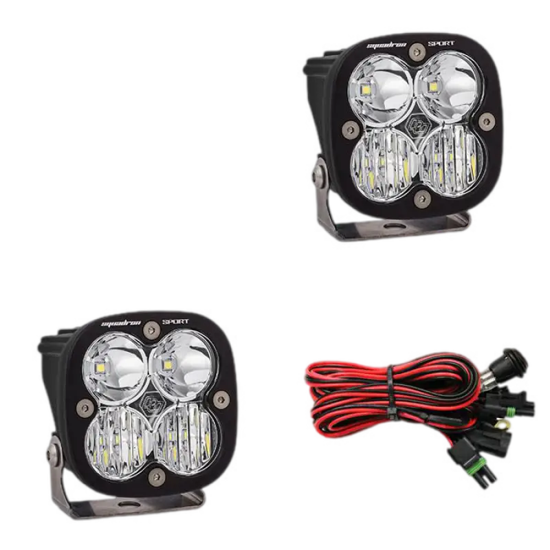 Off-road LED light kit with Baja Designs Squadron Sport pod lights for driving combo lighting zone