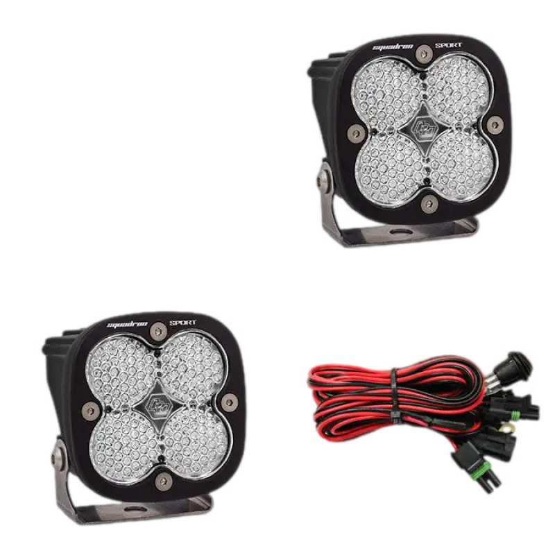 Baja Designs Squadron Sport LED Lights with wiring harness for off-road driving combo lighting zone