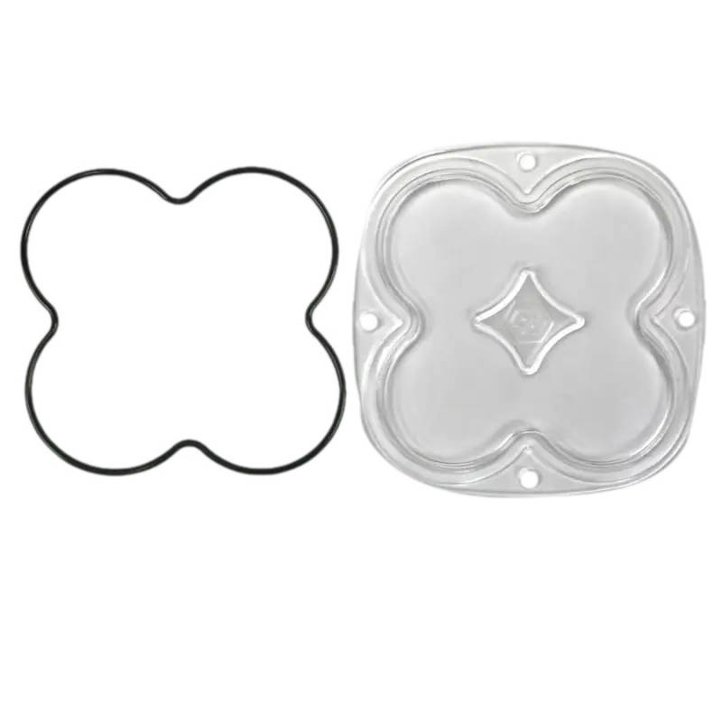Four-leaf clover shaped clear and black plastic containers from Baja Designs XL Series Lens Kit