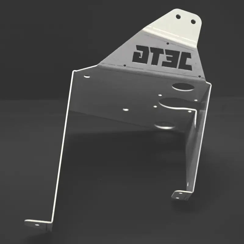 Side view of the JETG aluminum mounting bracket for the Toyota Tacoma battery relocate kit, highlighting its durable construction.