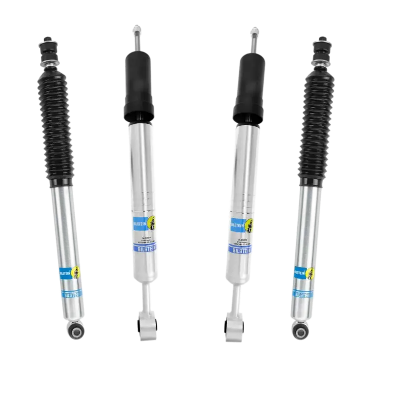 Bilstein 5100 Lift Kit for 2005-2015 Toyota Tacoma featuring adjustable front shocks for 0-2.5 inches and rear shocks for 0-1 inch lift.